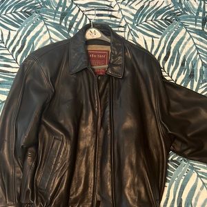 Black leather jacket with liner.